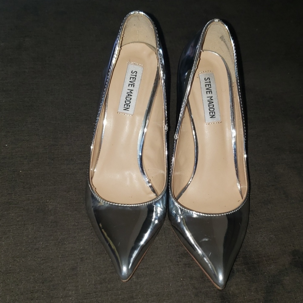 Steve Madden silver mirrored heels